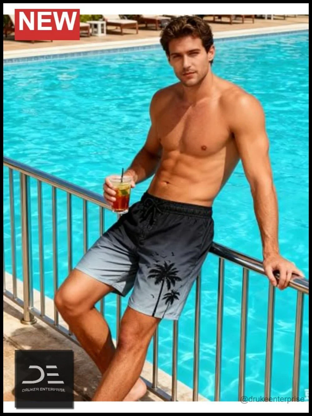 Mens Swim Trunks with Compression Liner 7